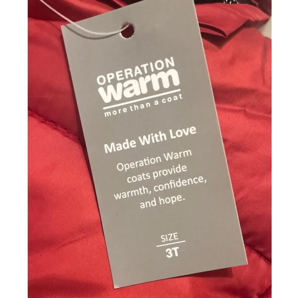 Operation Warm Removable Hooded Coat Black & Red Size 3T